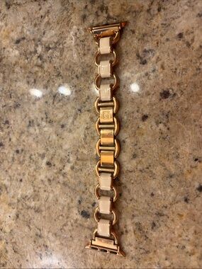 Anne Klein Gold and Cream Linked Bracelet Watch Band